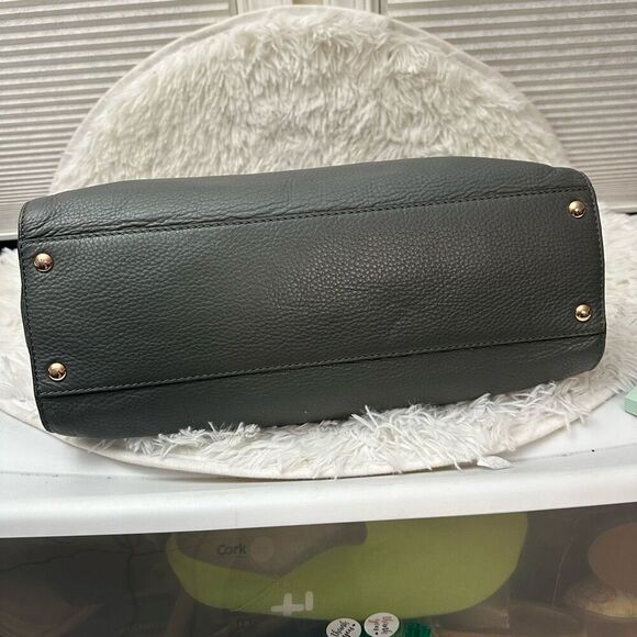 Michael Kors Classic Hamilton Gray Pebbled Leather Shoulder/Hand Satchel Large - Picture 7 of 10